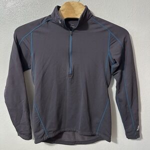 STOIC Men's Size Medium Gray Merino Wool Blend BaseLayer Top 1/4 Zip Long Sleeve